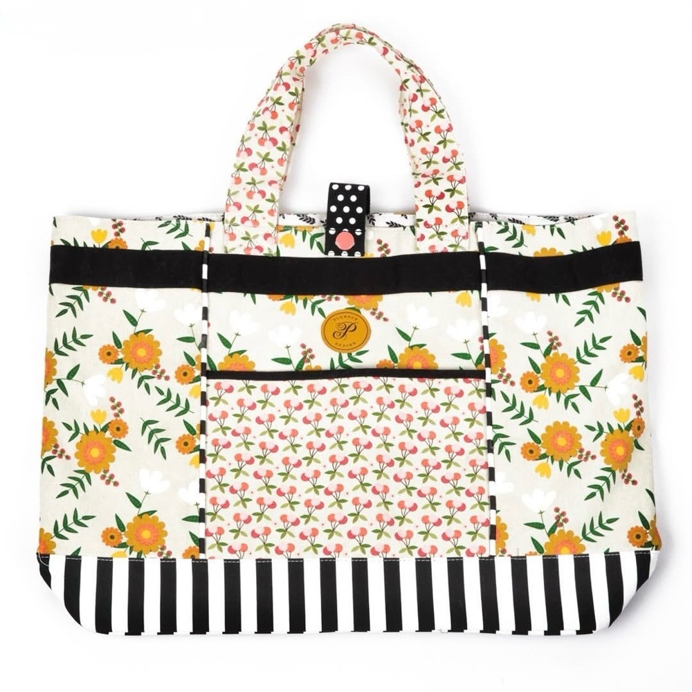 NEW Plunder Floral and Striped Canvas Tote Bag - Picture 3 of 6